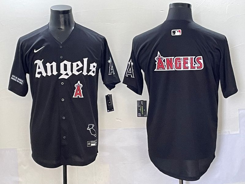 Men 2025 Los Angeles Angels Blank Black Five generations Joint Name Nike MLB Jersey style 15->los angeles angels->MLB Jersey
